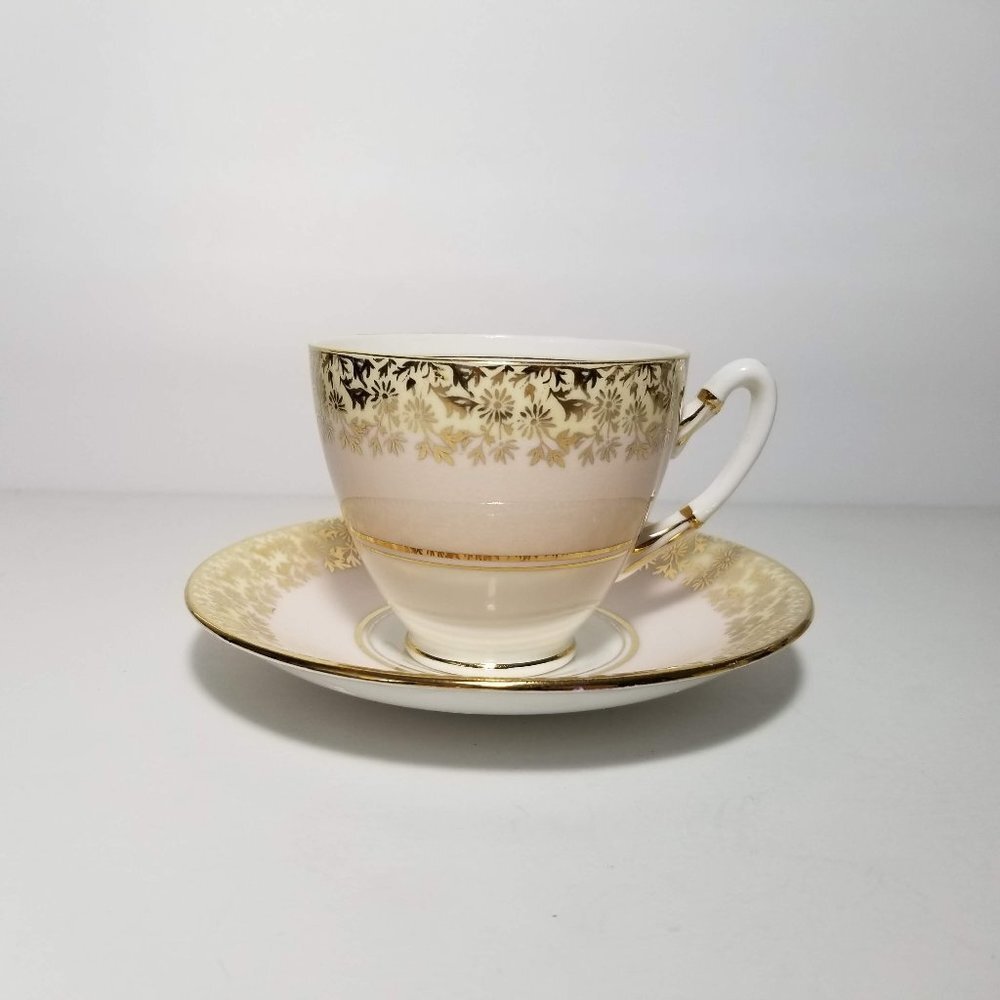 Vintage Royal Stafford tea cup and saucer gold bone china made in England